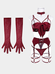 Sexy Garter Hollow Sexy Lingerie Four-piece Set
