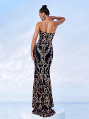 Strapless Maxi Sequin Dress
