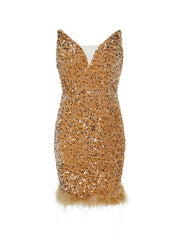 Sleeveless Feather Mini Dress