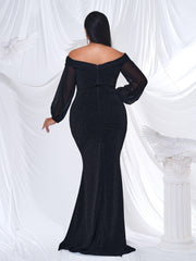 Plus Off Shoulder Mermaid Maxi Dress