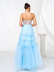 Tube Top Corset Cutout Tulle Dress
