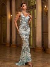 Mermaid Spaghetti Sequin Evening Dress