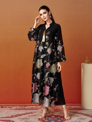 Embroidered Sequin Floral Muslim Dress