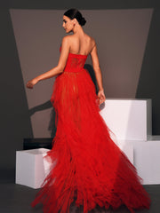 Corset See Through Split Tulle Dress