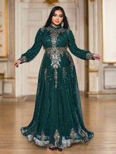 Plus Stand Collar Sequin A-line Dress