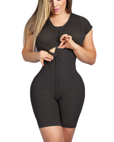 Adjustable Hook And Eye Front Closure Short Sleeve Shapewear