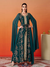 Crew Neck Panel Bowknot Sequin Dress