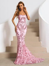 Strapless Mermaid Sequin Maxi Dress
