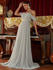 Off Shoulder Ruched Evening Dress