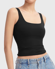 Square Neck Sleeveless Lined Basic Tops
