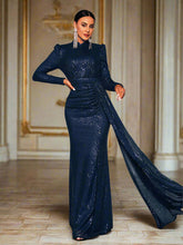 Full Cover Draped Sequin Dress