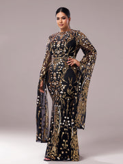 Plus Long Sleeve Mermaid Sequin Maxi Dress