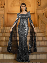 Silver Shimmer High Waist Formal Dress