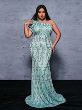 Plus One Shoulder Ruffled Mermaid Dress