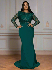 Plus Long Sleeve Fringed Maxi Dress