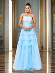 Tube Top Corset Cutout Tulle Dress