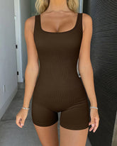 Square Neck Sleeveless Shorts Jumpsuit