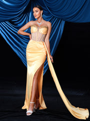 Corset Sleeveless Split Satin Dress