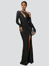 Elegant Bust Cut Out Split Sequin Prom Maxi Dress
