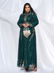 Plus Stand Collar Sequin A-line Dress