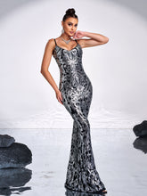 Spaghetti V-neck Sequin Mermaid Cocktail Dress