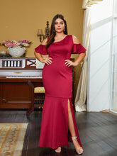 Plus Size Cutout Ruffle Short Sleeve Prom Dress