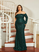 Plus Size Strapless Off Shoulder Backless Mermaid Evening Dress