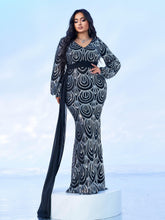 Plus V-Neck Long Sleeve Prom Dress