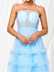 Tube Top Corset Cutout Tulle Dress