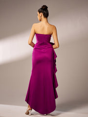 Strapless Knot Asymmetric Prom Dress