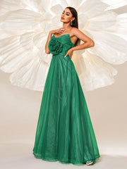 Floral Tube Top A-line Tulle Dress