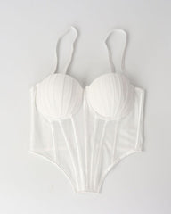 Sheer Mesh Suspender Corset Top