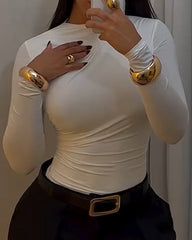 Mesh Ruched Long Sleeve Top