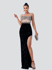 Strapless Split Corset Formal Dress