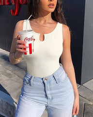Ribbed Sleeveless Tank Bodysuit
