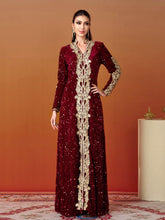 Long Sleeve A-Line Sequin Maxi Dress