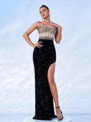 Strapless Split Corset Formal Dress