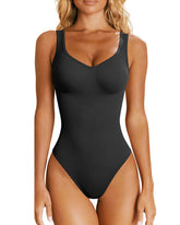 Ribbed V-neck Sleeveless Tank Bodysuits