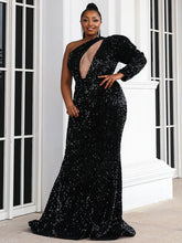 Missord Plus Cut Out Front One Shoulder Sequins Dress