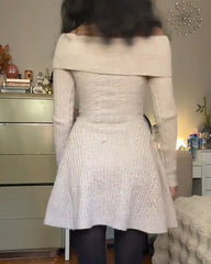 Knitted Off-Shoulder Slim-Fit Dress