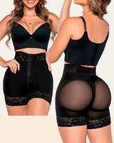 Hook-Eye Closure High Waist Shaping Shorts
