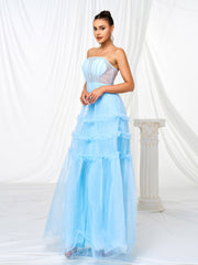 Tube Top Corset Cutout Tulle Dress