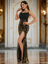 Open Back Split Black Prom Dress