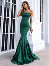 Sequin Insert Backless Mermaid Evening Dress