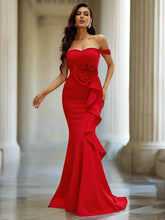 Off Shoulder Ruffled Evening Dress