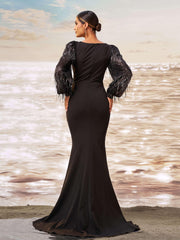 Classic Knot Long Sleeve Evening Dress