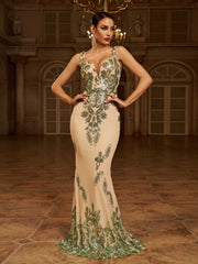 Sleeveless Mermaid Sequin Gown Dress