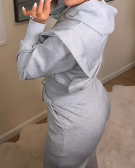 Hooded Sweatshirt Wide-Leg Two-Piece Set