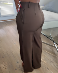 Slim Wide-Leg Suit Pants