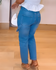 Rhinestone High-Rise Straight-Leg Jeans